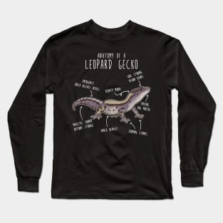 Lavender Stripe Leopard Gecko Lizard Reptile Anatomy Long Sleeve T-Shirt